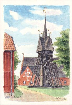 Klockstapel vid kyrka
