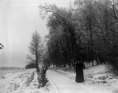 Kvinna stående på väg i vinterlandskap
Nyckelord: Vinter Snö