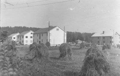 Gärde med byggnader i bakgrunden.
Nyckelord: Höhässjor
