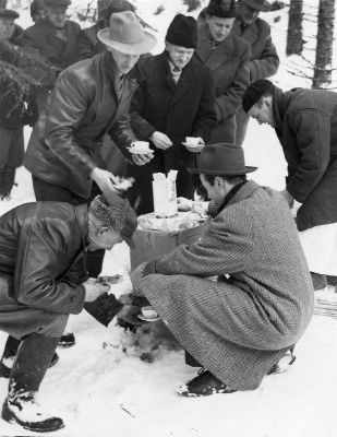 Kafferast under vinterdag i skogen
