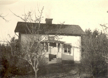 Vitt torp i skogsbryn
