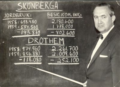 Man med siffertavla
Anders Tjernström - Första taxeringsrapporten. Dåliga skördeår.
